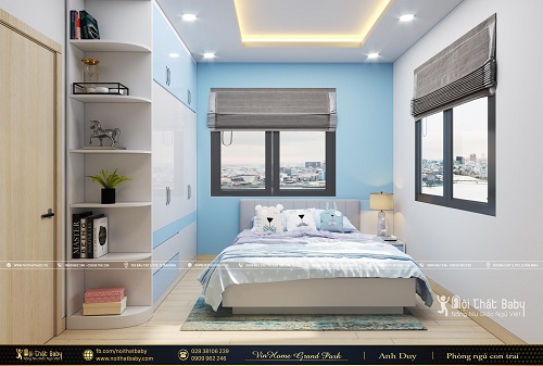 Nội thất phòng ngủ bé trai hiện đại căn Vinhomes Grand Park 69m2 - BBT101